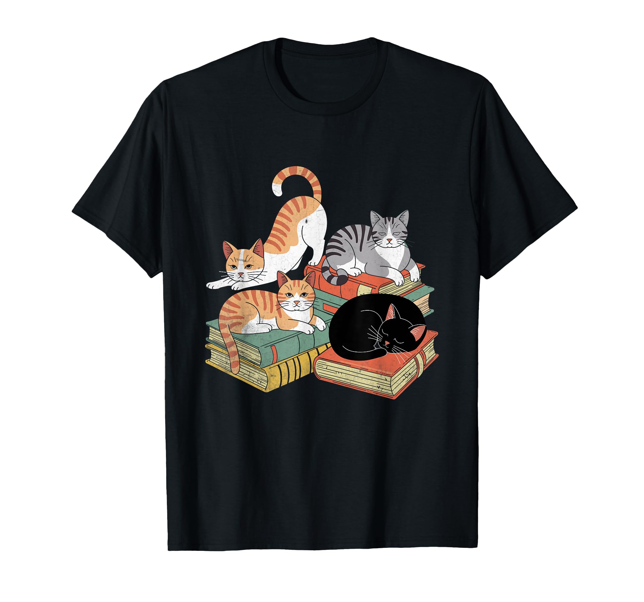 Cats And Books Reading Bookworm Reader T-Shirt - Unique Graphic Men Women - T-Shirt, Sweatshirt, Hoodie