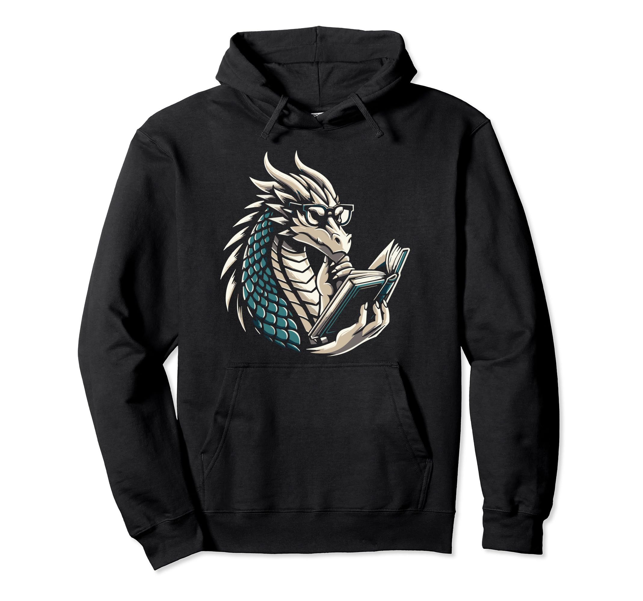 Dragon Reading Book Dragon Enthusiast Hoodie - Aesthetic Graphic Unisex - T-Shirt, Sweatshirt, Hoodie