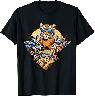 Safari Zoo Tiger Zebra Giraffe Cheetah Sunglasses T-Shirt Unisex T-shirt, Sweatshirt, Hoodie, Long Sleeve Tee - T-Shirt, Sweatshirt, Hoodie