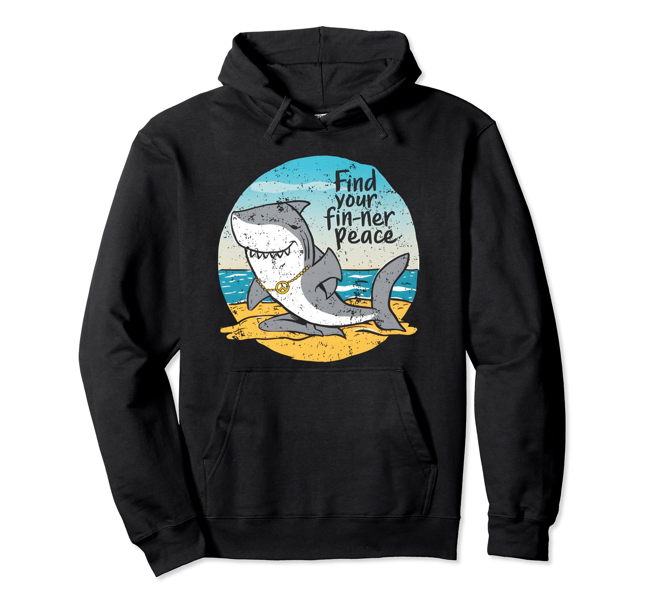 Shark Yoga Meditation Pun Mindfulness Beach Hoodie - Trendy Graphic Unisex - T-Shirt, Sweatshirt, Hoodie