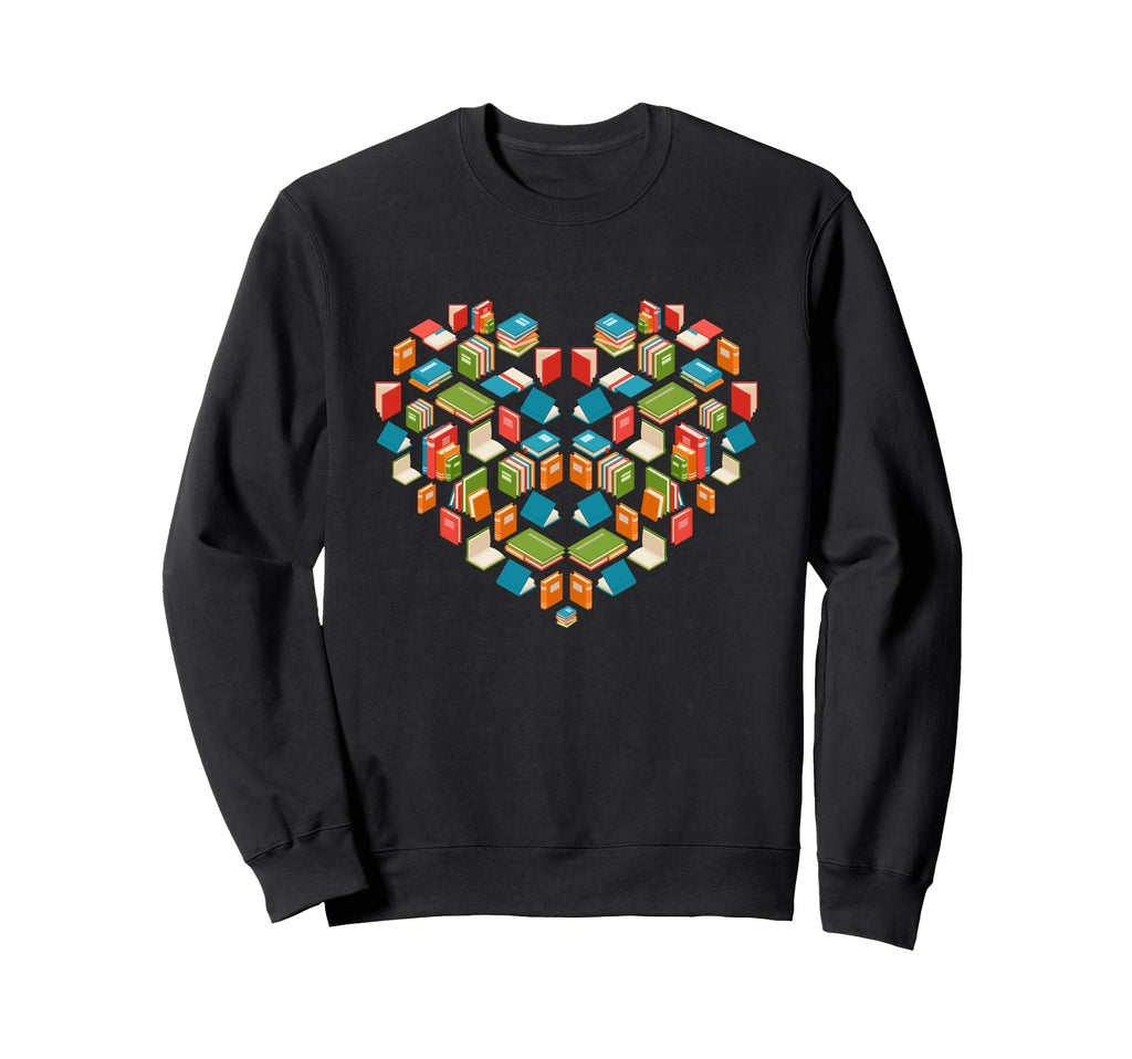 Bookworm Book Heart Valentines Day Sweatshirt - Unique Graphic for Adults - T-Shirt, Sweatshirt, Hoodie