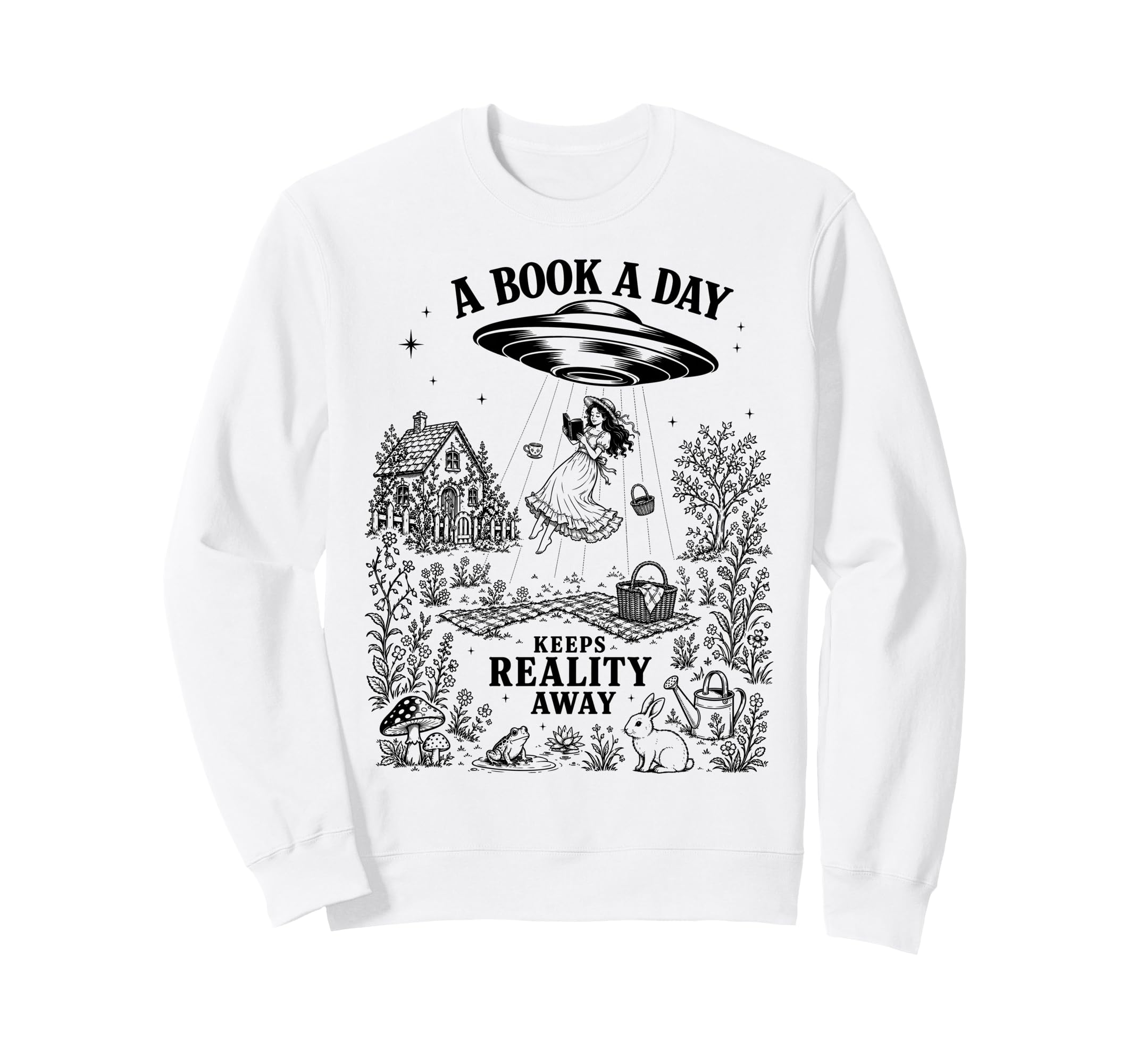 Book Day Keeps Reality Away Book Sweatshirt - Streetwear Style Unisex - T-Shirt, Sweatshirt, Hoodie