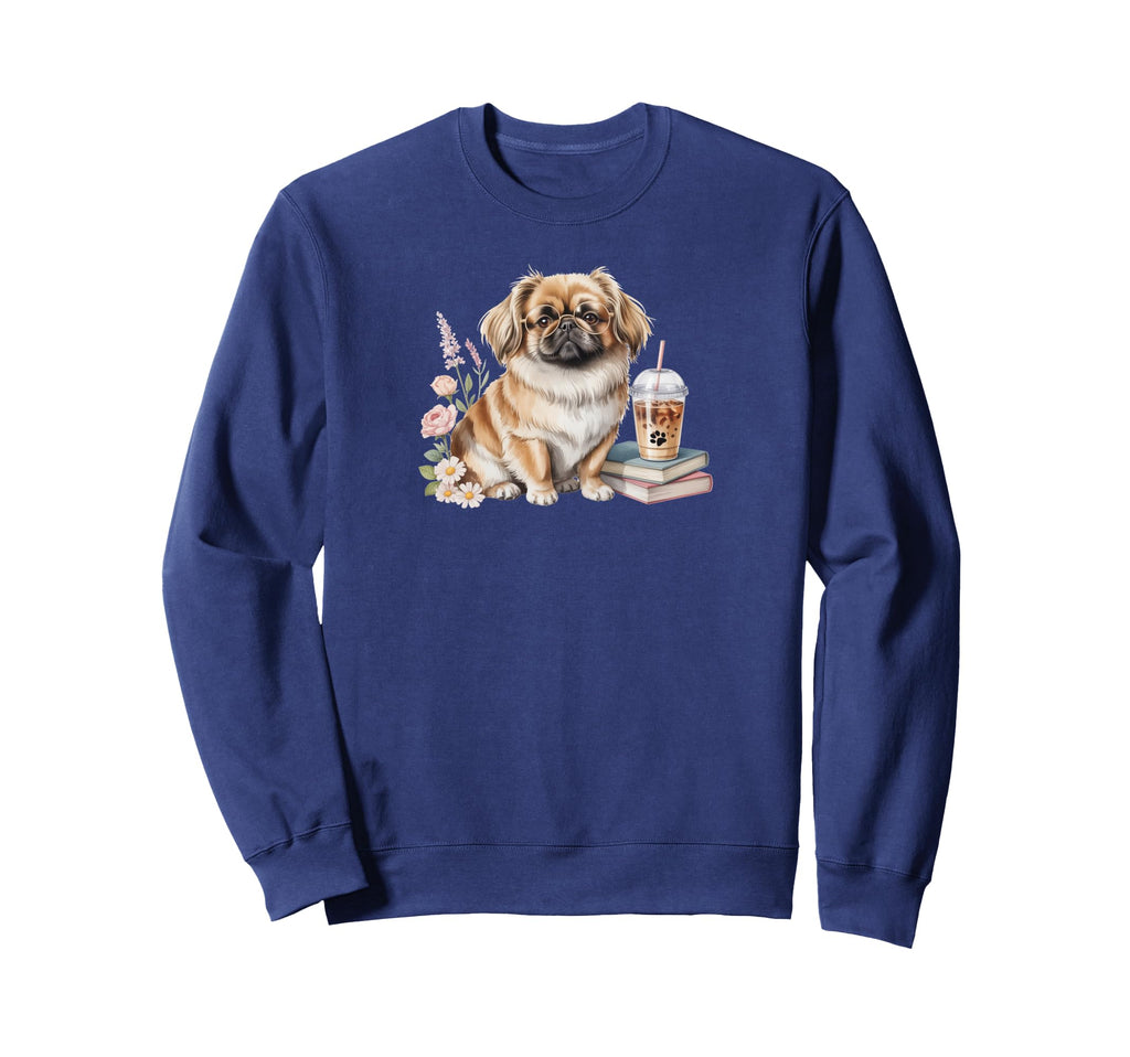 Pekingese Dog Moms Iced Coffee And Sweatshirt - Minimalist Print Men Women - T-Shirt, Sweatshirt, Hoodie