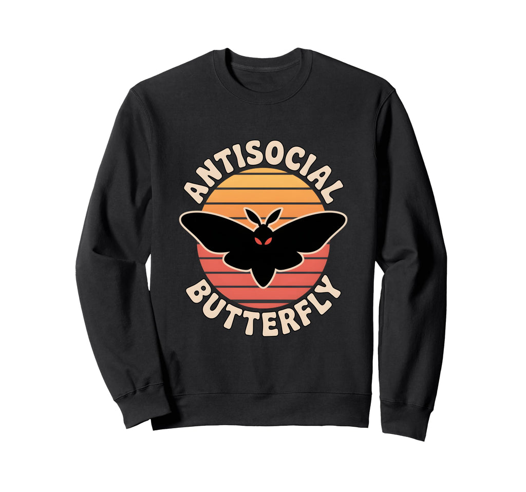 Moth Mann Cryptid Mothman Anti Social Sweatshirt - Streetwear Style Unisex - T-Shirt, Sweatshirt, Hoodie