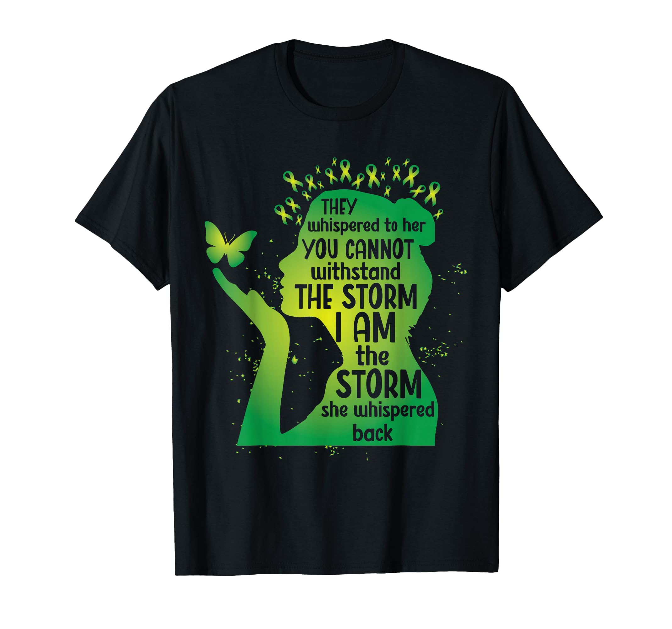 Green Awareness Ribbon Butterfly Mental T-Shirt - Novelty Apparel Unisex - T-Shirt, Sweatshirt, Hoodie