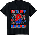 Kids It's My 8th Birthday Boy Spider Web Theme Party 8 Year Old T-Shirt Unisex T-shirt, Sweatshirt, Hoodie, Long Sleeve Tee - T-Shirt, Sweatshirt, Hoodie