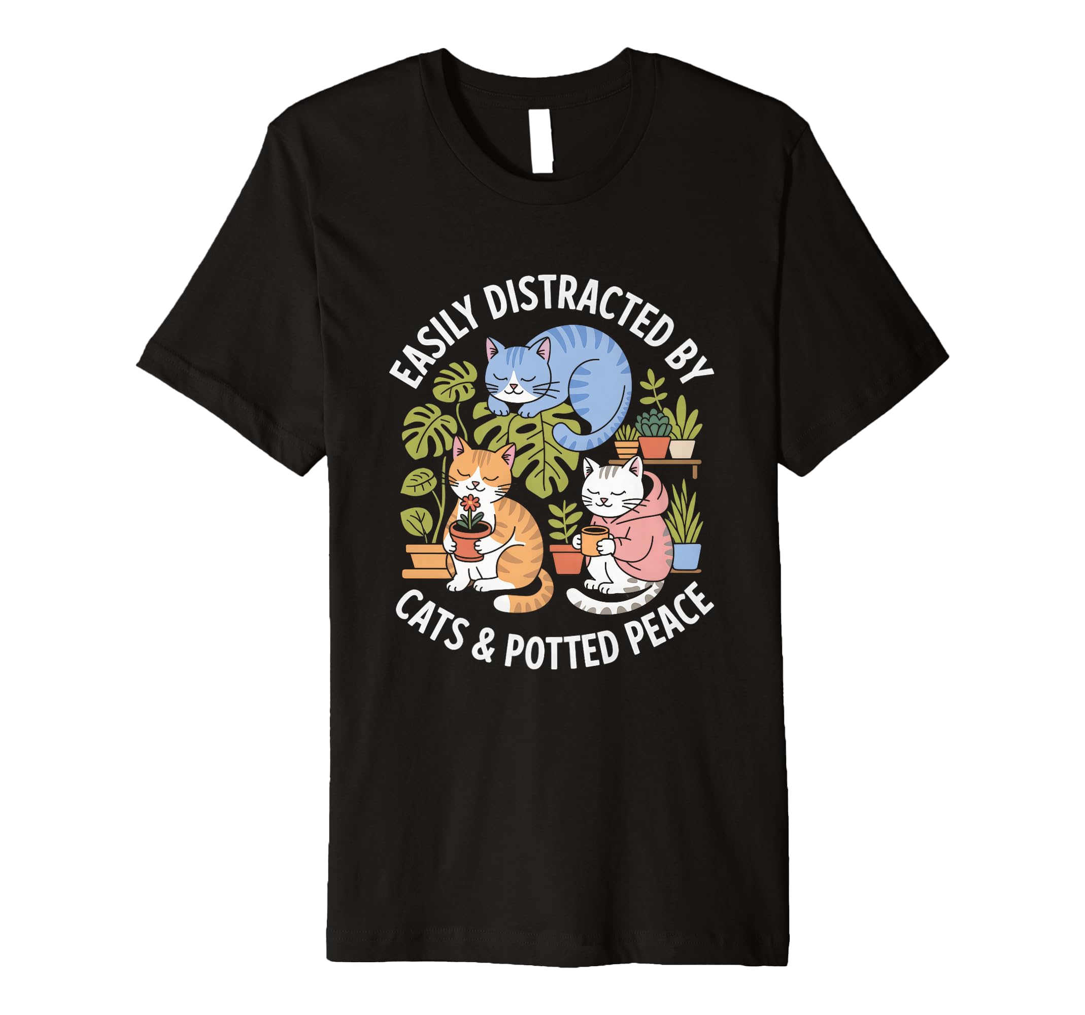 Easily Distracted Cats And Inner Peace Cat T-Shirt - Trendy Graphic Unisex - T-Shirt, Sweatshirt, Hoodie