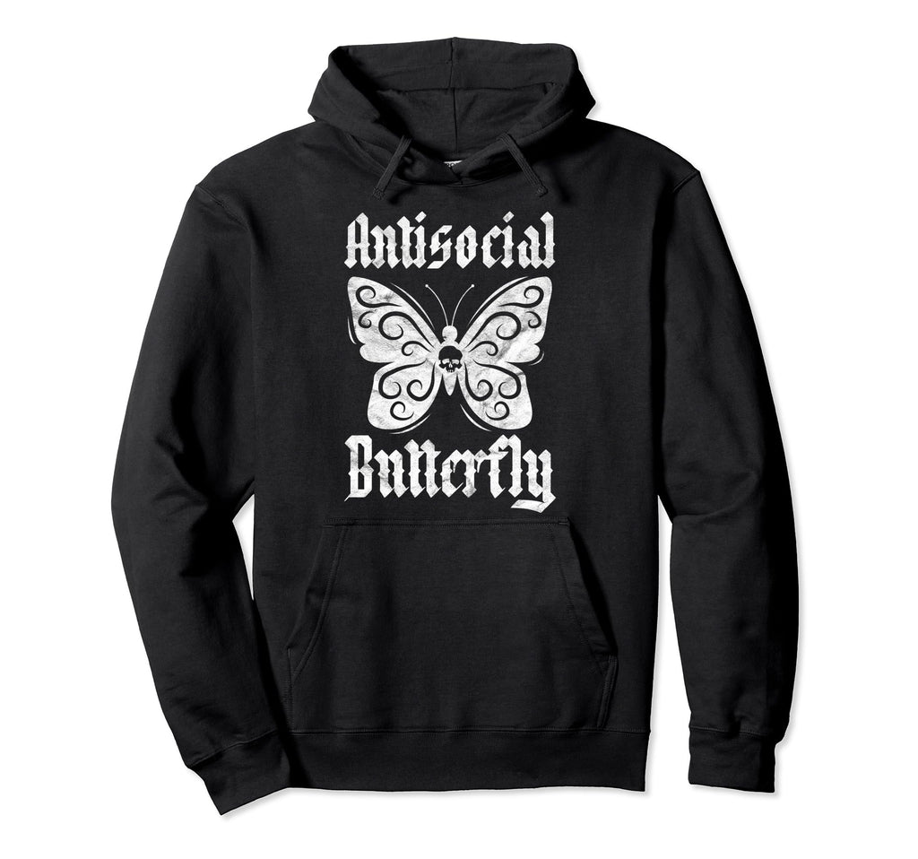 Antisocial Butterfly Funny Introvert Hoodie - Trendy Graphic Men Women - T-Shirt, Sweatshirt, Hoodie