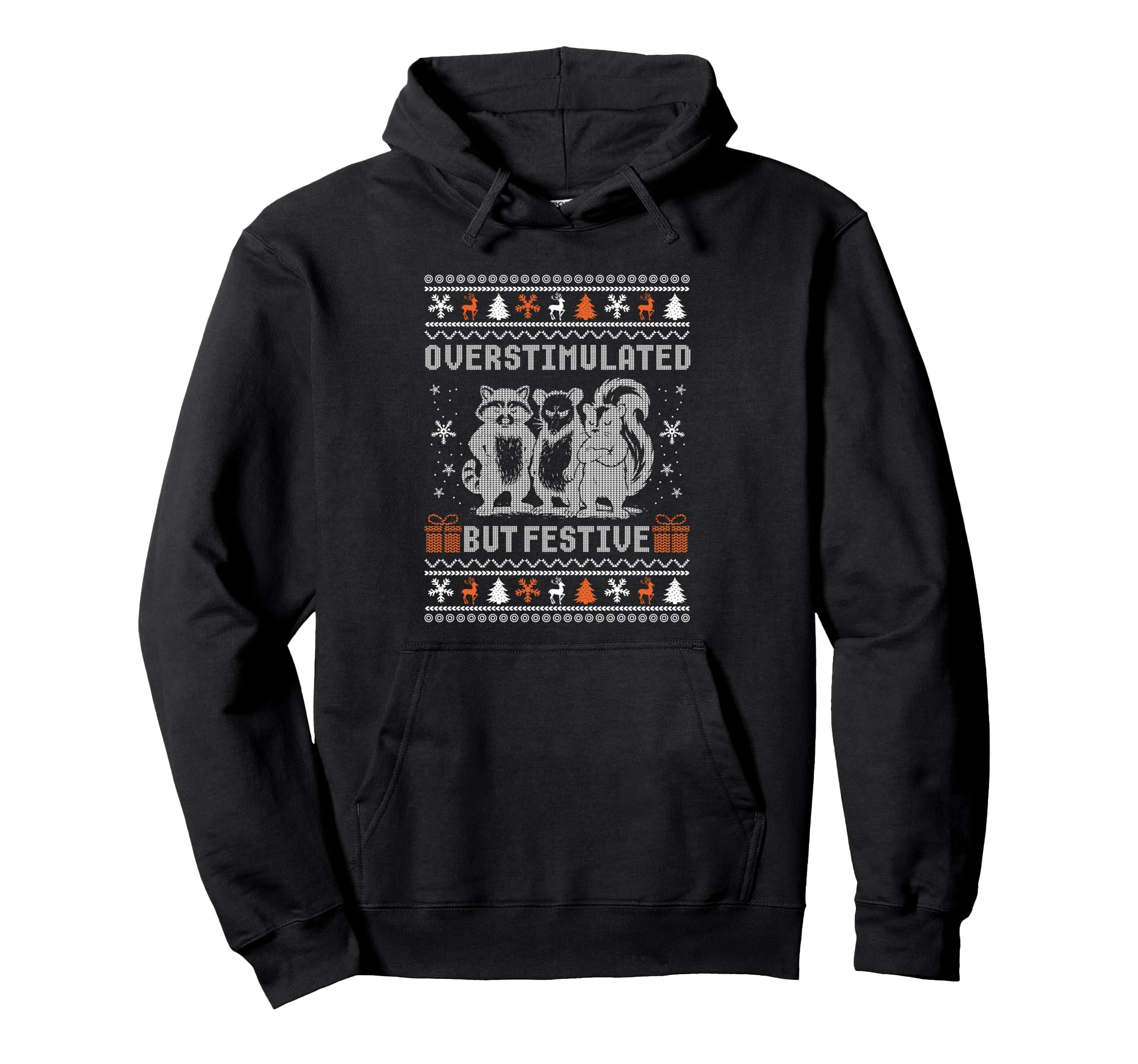 Overstimulated But Festive Possum Hoodie - Custom Art Print Men Women - T-Shirt, Sweatshirt, Hoodie