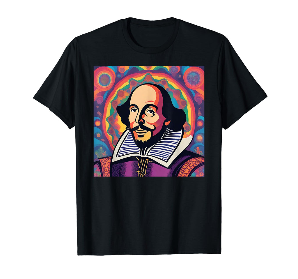 Psychedelic William Shakespeare Portrait T-Shirt - Novelty Apparel Unisex - T-Shirt, Sweatshirt, Hoodie