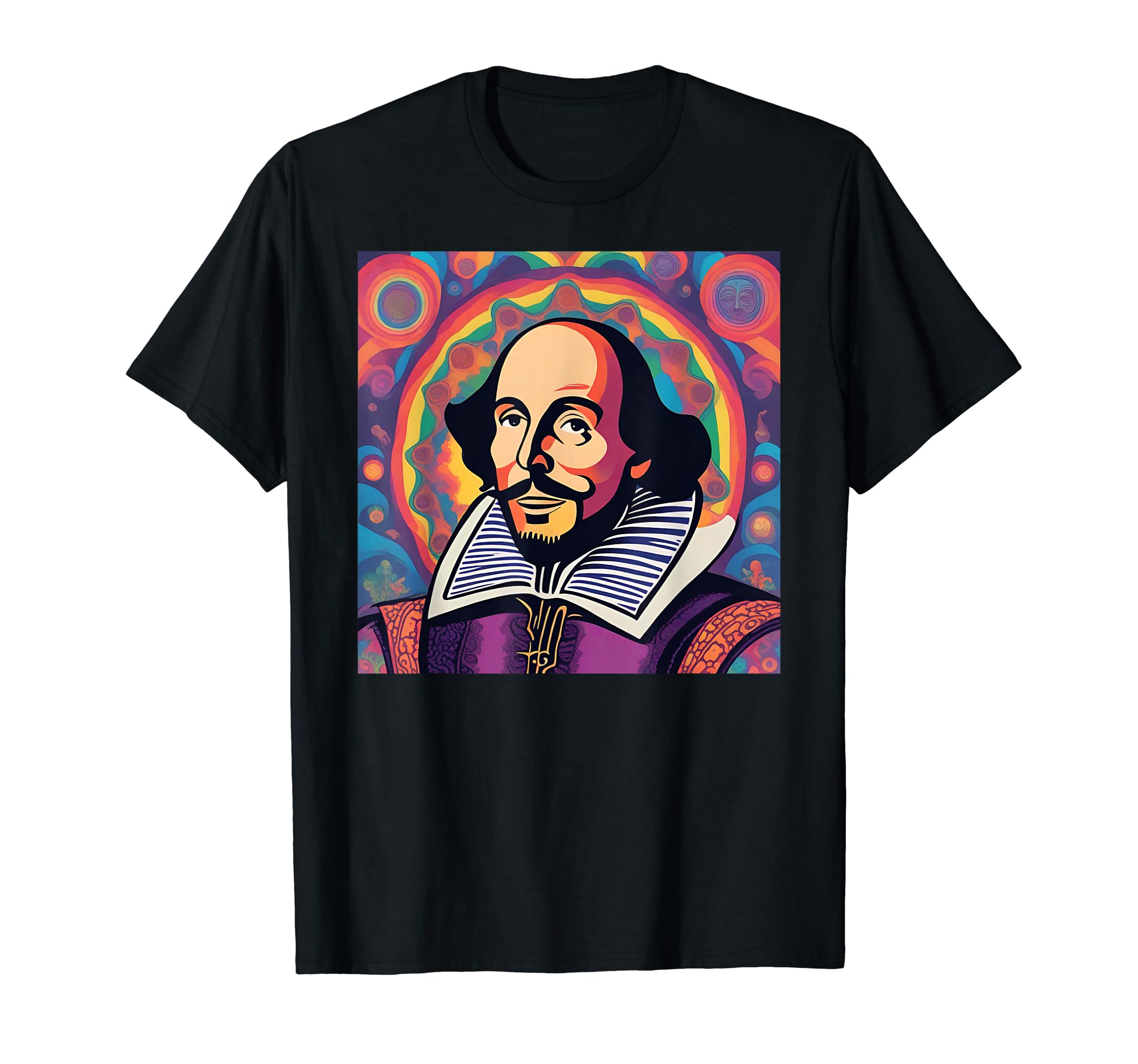 Psychedelic William Shakespeare Portrait T-Shirt - Novelty Apparel Unisex - T-Shirt, Sweatshirt, Hoodie