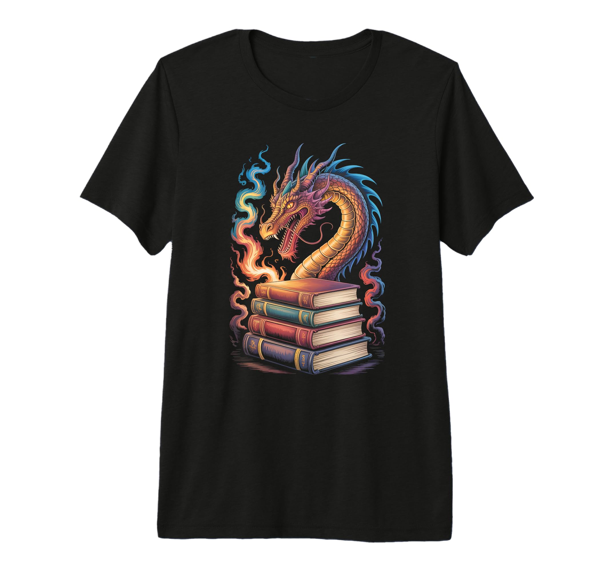Funny Books Dragons Library Teacher Reading T-Shirt - Graphic Print Unisex - T-Shirt, Sweatshirt, Hoodie