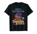 Easily Distracted Dragons And Books T-Shirt - Graphic Print Men Women - T-Shirt, Sweatshirt, Hoodie