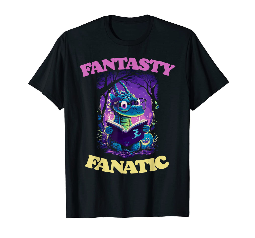 Fantasy Fanatic Reading Dragon Books Magical T-Shirt - Graphic Print Unisex - T-Shirt, Sweatshirt, Hoodie