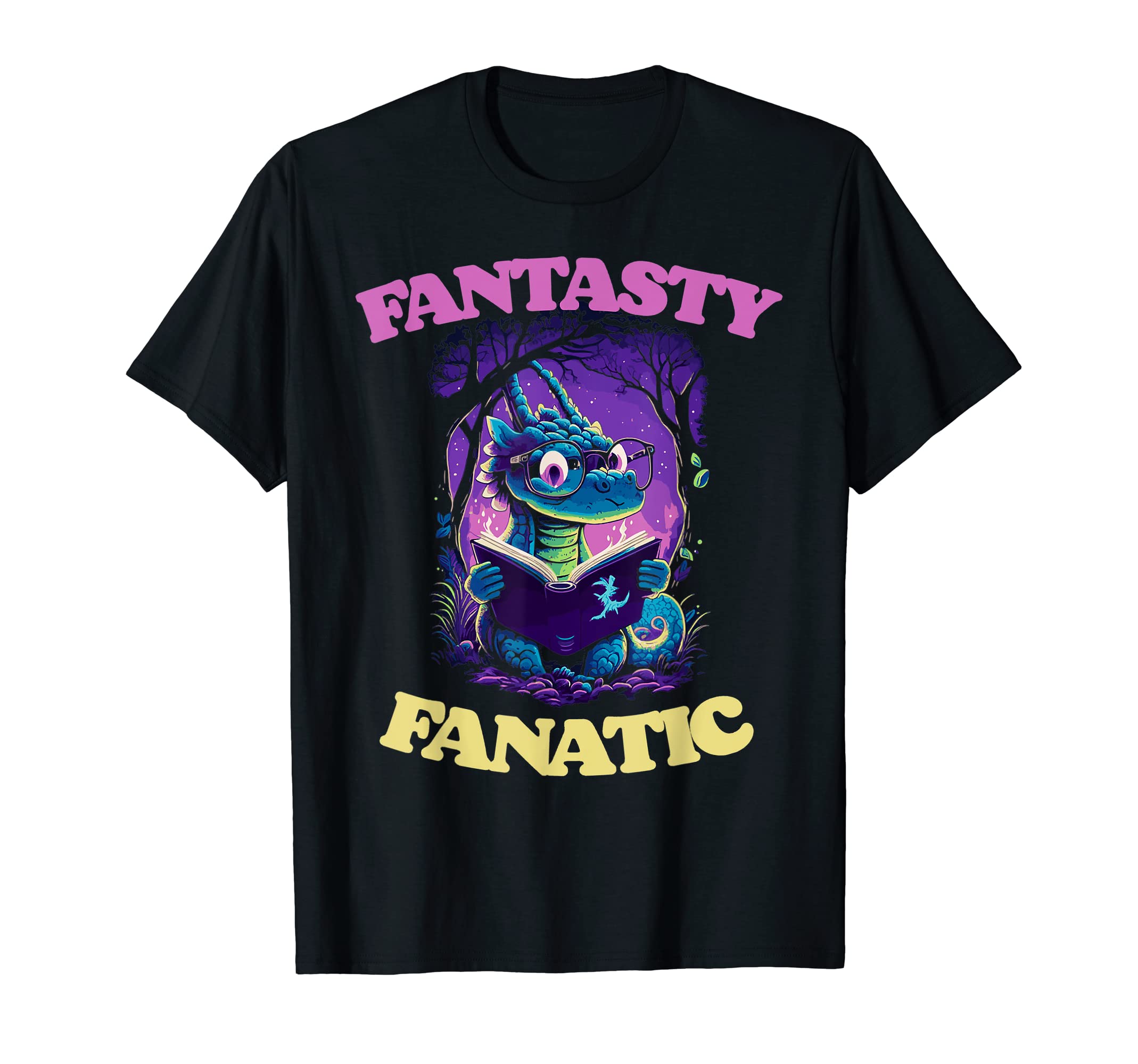 Fantasy Fanatic Reading Dragon Books Magical T-Shirt - Graphic Print Unisex - T-Shirt, Sweatshirt, Hoodie