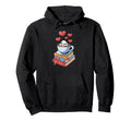 Book Coffee Coquette Bow Heart Reading Hoodie - Minimalist Print Unisex - T-Shirt, Sweatshirt, Hoodie