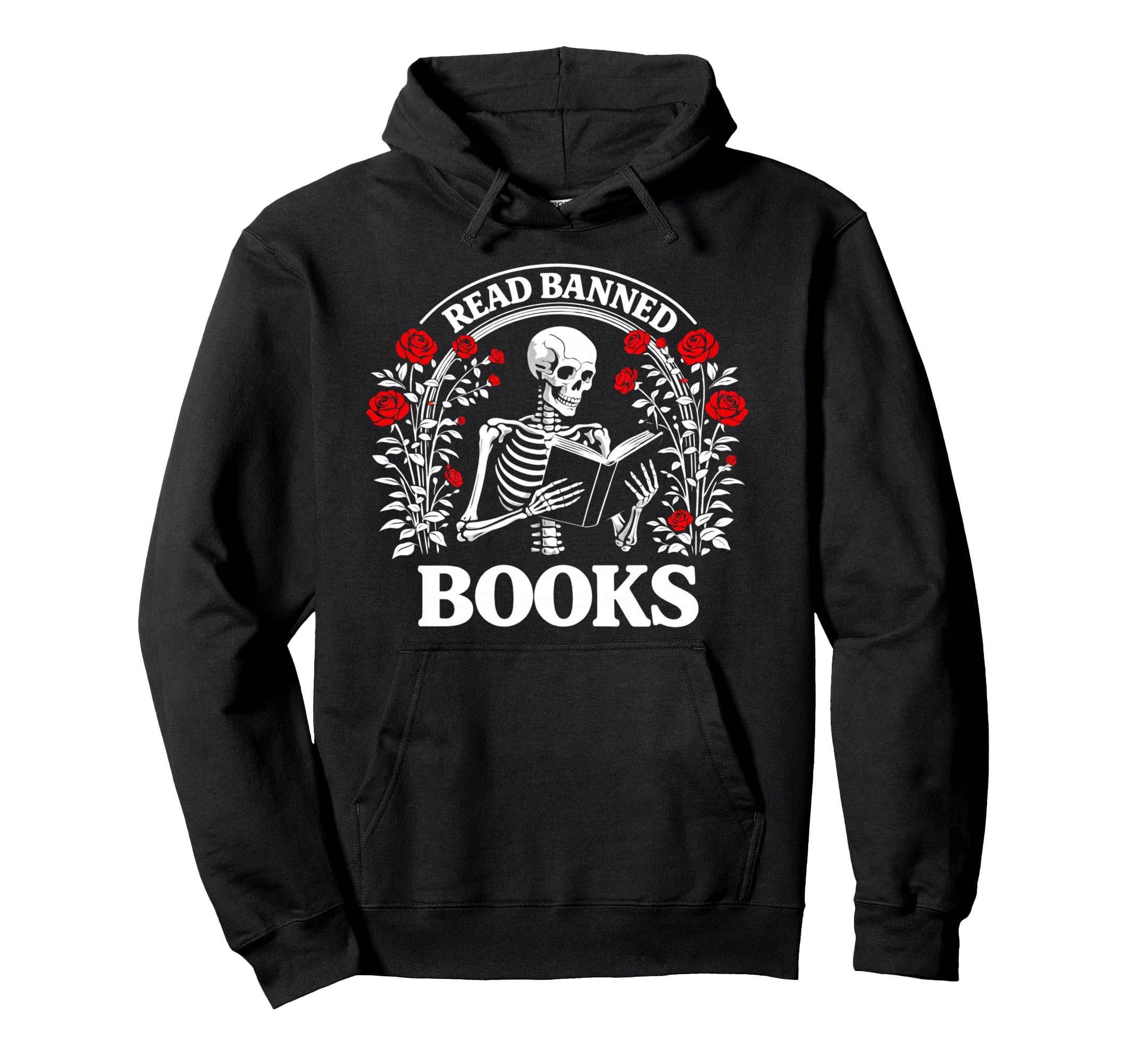 Read Banned Books Skeleton Reading Hoodie - Custom Art Print for Adults - T-Shirt, Sweatshirt, Hoodie