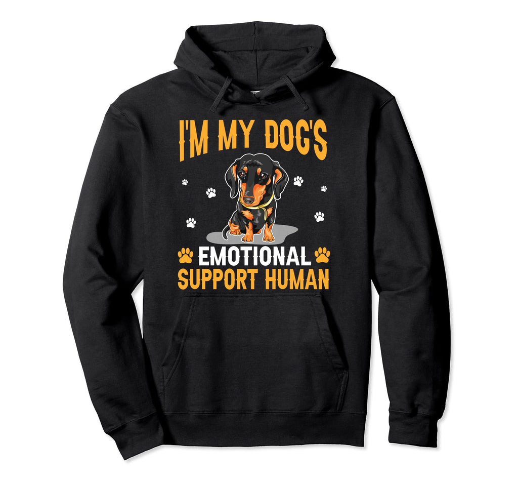 Im My Dogs Emotional Support Human Hoodie - Minimalist Print Men Women - T-Shirt, Sweatshirt, Hoodie