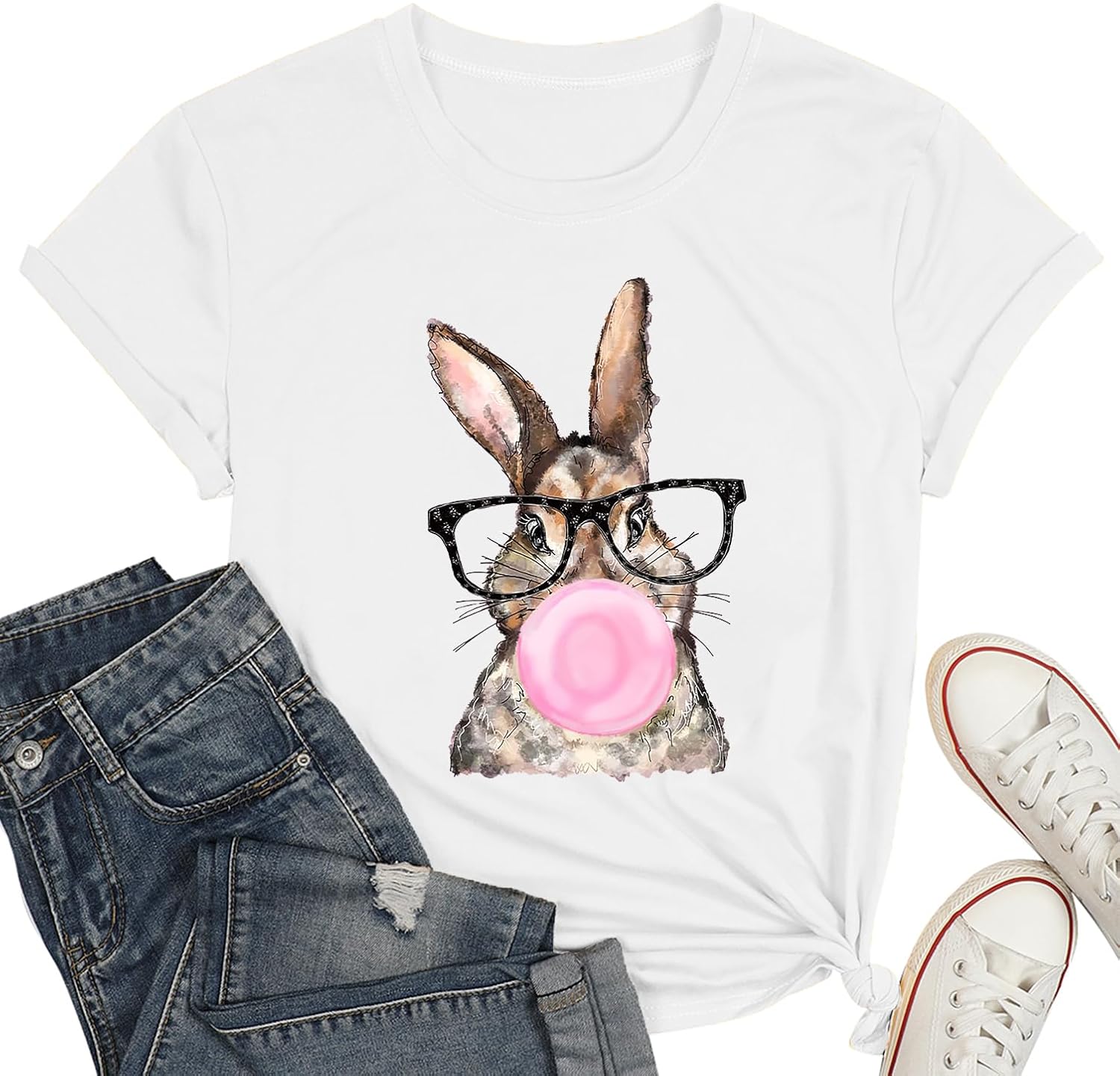 Easter Shirt for Women Funny Cute Bunny Wearing Glasses Leopard Tshirt Happy Easter Rabbit Lover Shirt Holiday Tee Top - T-Shirt, Sweatshirt, Hoodie