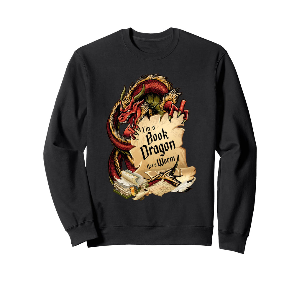 Im Book Dragon Not Worm Funny Sweatshirt - Streetwear Style Men Women - T-Shirt, Sweatshirt, Hoodie