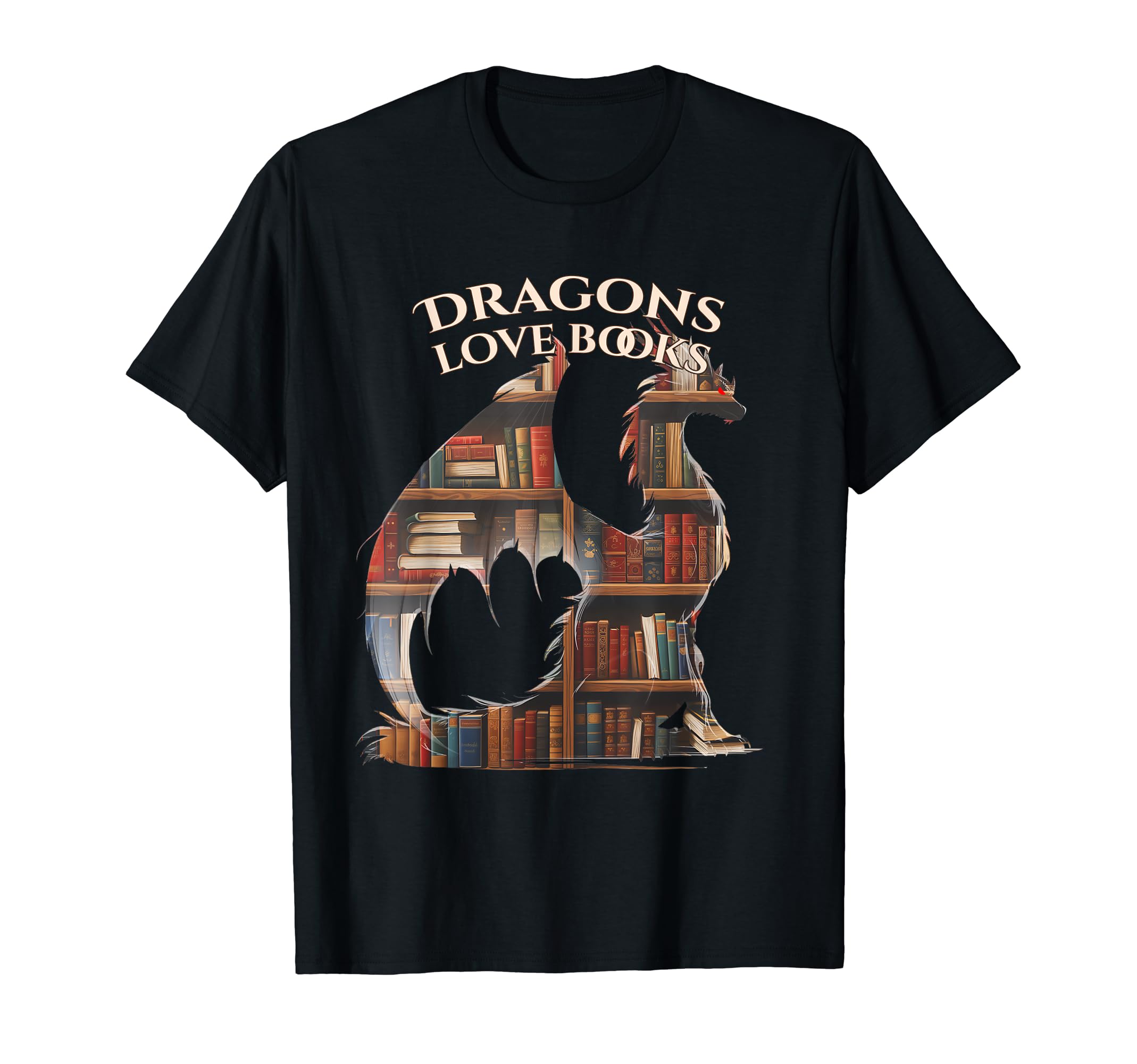 Dragons Love Books Fantasy T-Shirt - Casual Everyday Wear for Adults - T-Shirt, Sweatshirt, Hoodie