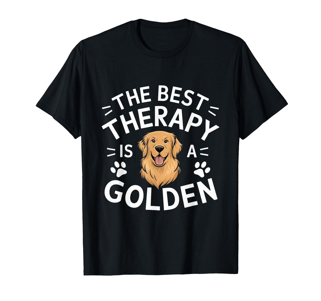 Best Therapy Is Golden Retriever Dog T-Shirt - Aesthetic Graphic Unisex - T-Shirt, Sweatshirt, Hoodie