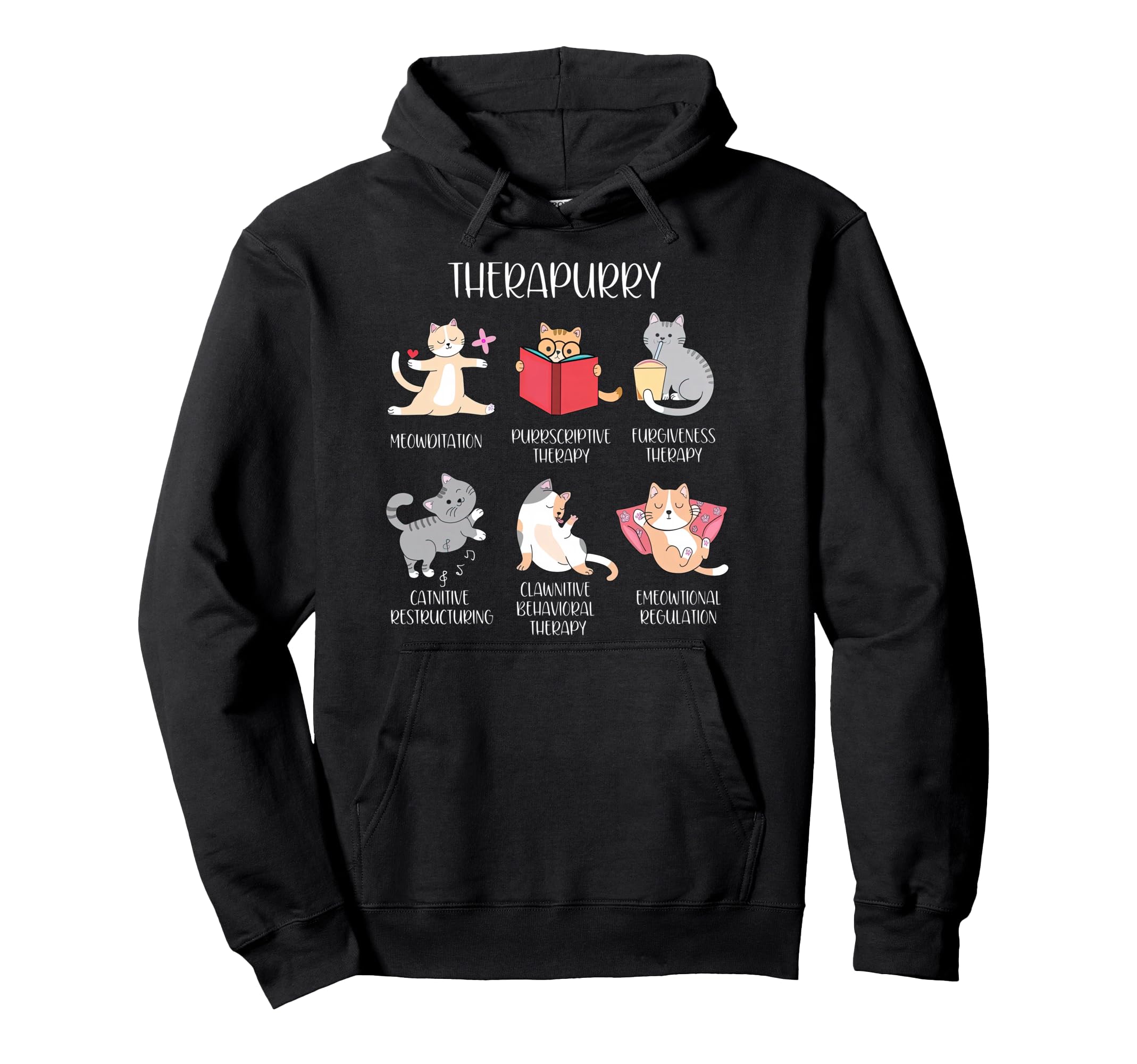 Therapurry Funny Cat Lover Therapy Cat Hoodie - Minimalist Print Unisex - T-Shirt, Sweatshirt, Hoodie