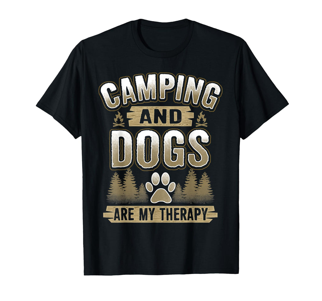 Camping And Dogs Are My Therapy Camp Rv T-Shirt - Unique Graphic Unisex - T-Shirt, Sweatshirt, Hoodie