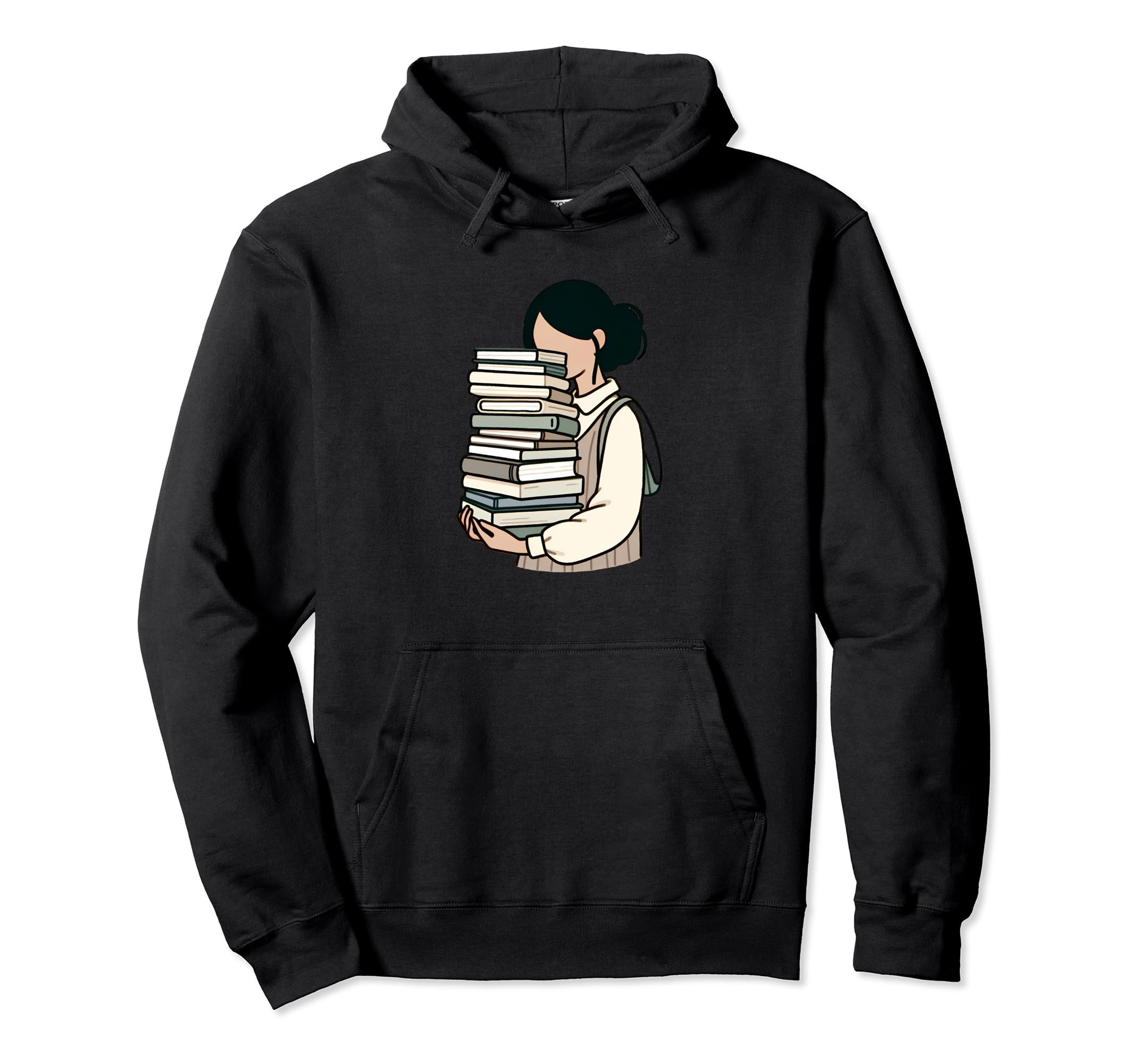 Minimal Holding Books Reading Hoodie - Fun Novelty Design for Adults - T-Shirt, Sweatshirt, Hoodie