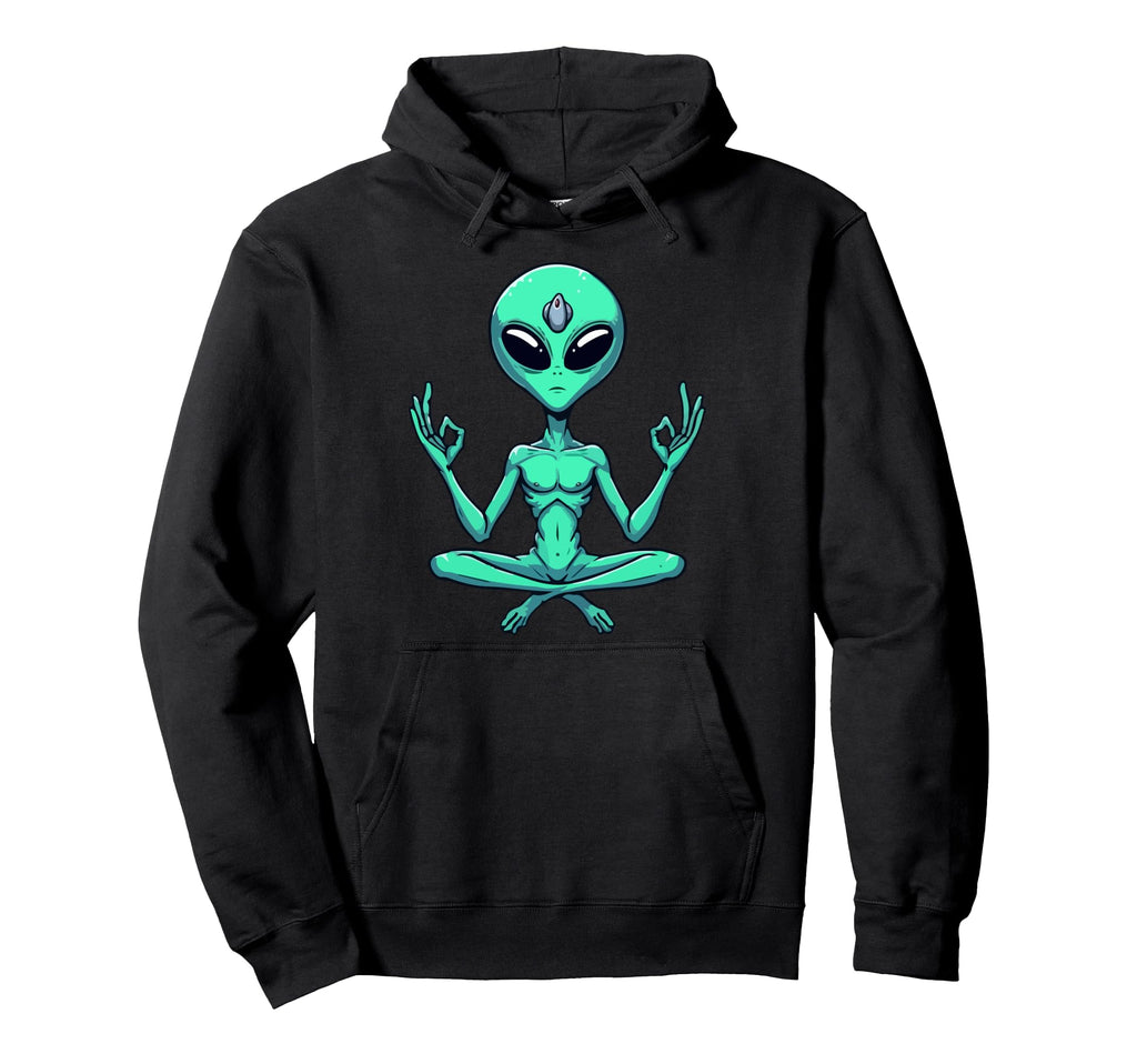 Meditation Alien Yoga Pose Relaxing Animal Hoodie - Streetwear Style Unisex - T-Shirt, Sweatshirt, Hoodie