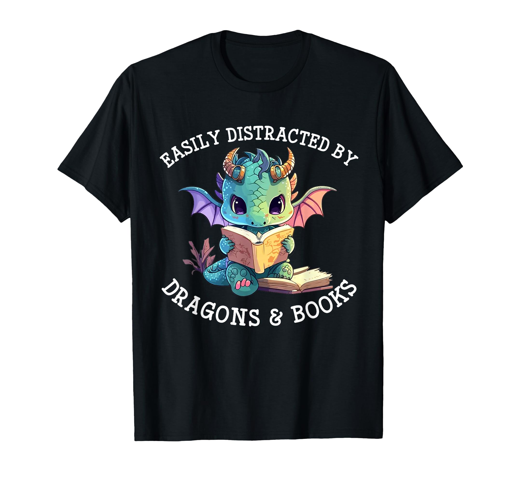 Easily Distracted Dragons And Books T-Shirt - Novelty Apparel for Adults - T-Shirt, Sweatshirt, Hoodie