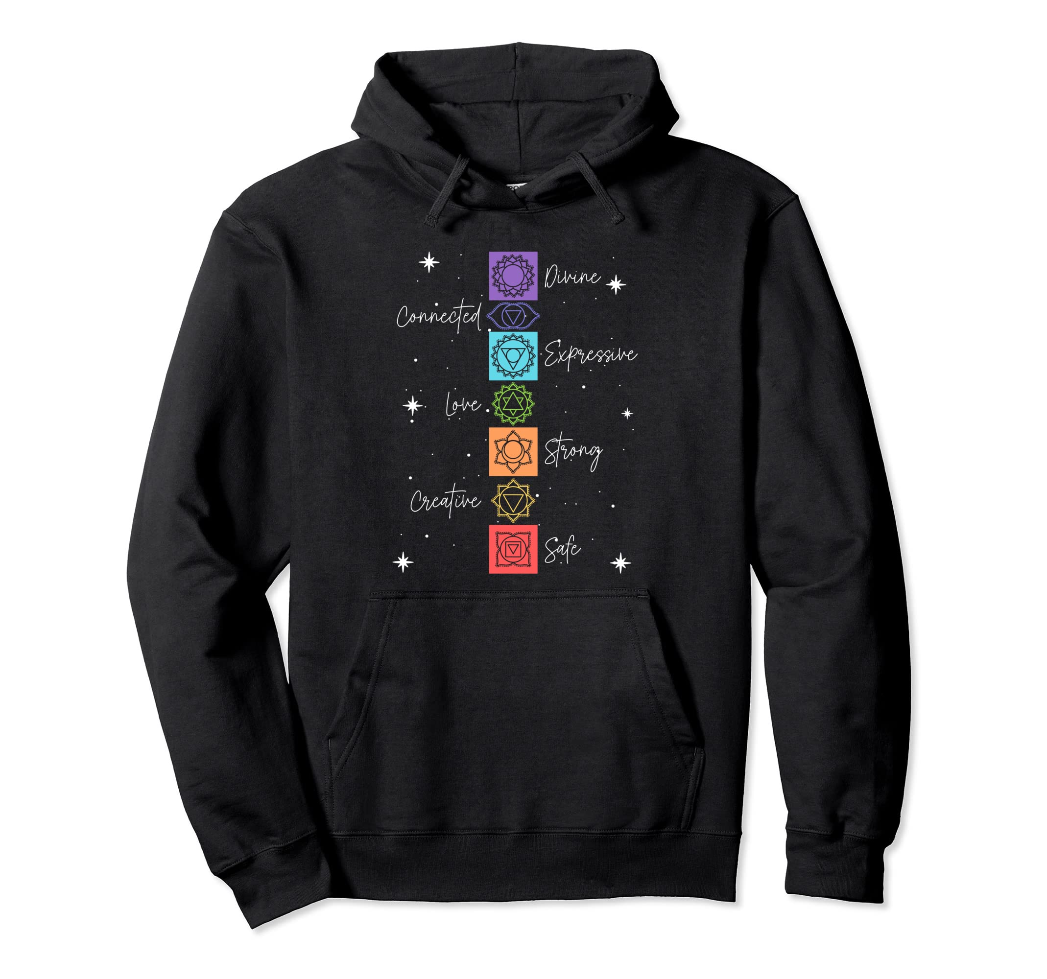 Chakra Chakras Aligned Lotus Mandala Hoodie - Aesthetic Graphic for Adults - T-Shirt, Sweatshirt, Hoodie