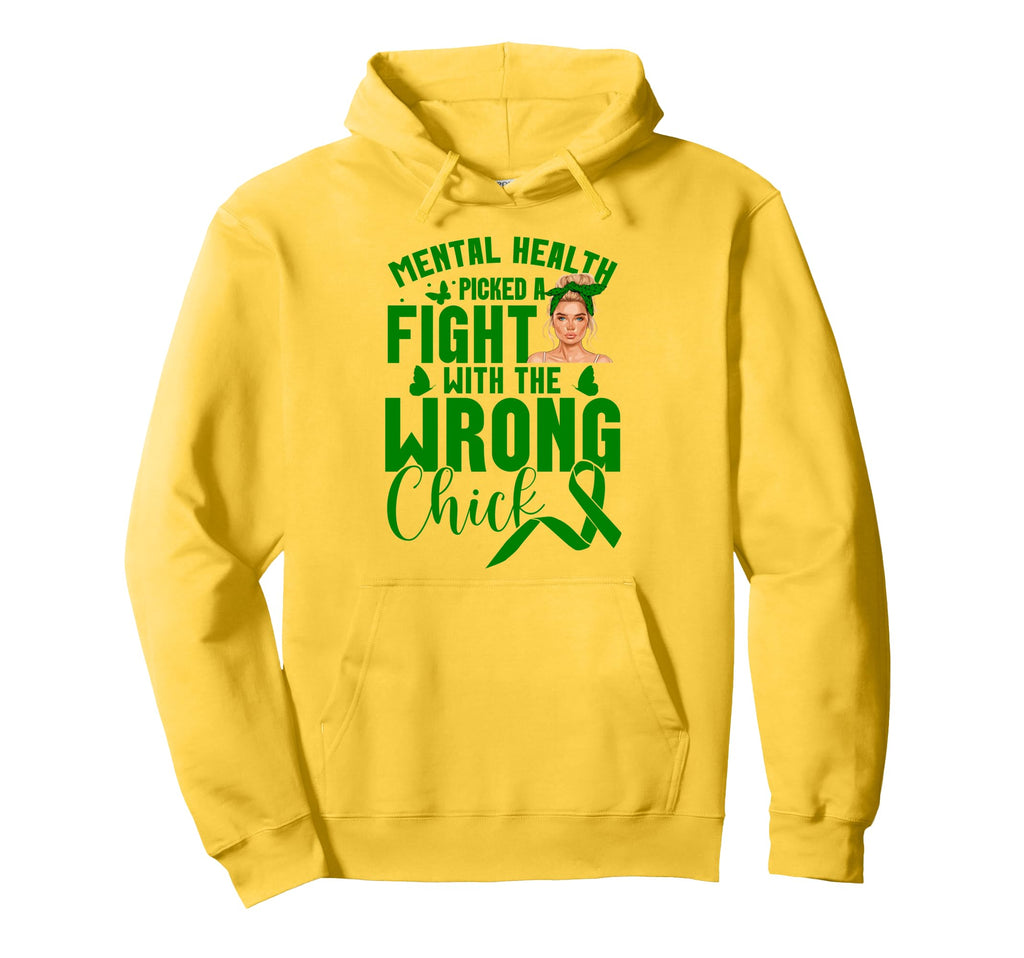 Mental Health Awareness Fight Wrong Hoodie - Unique Graphic Men Women - T-Shirt, Sweatshirt, Hoodie