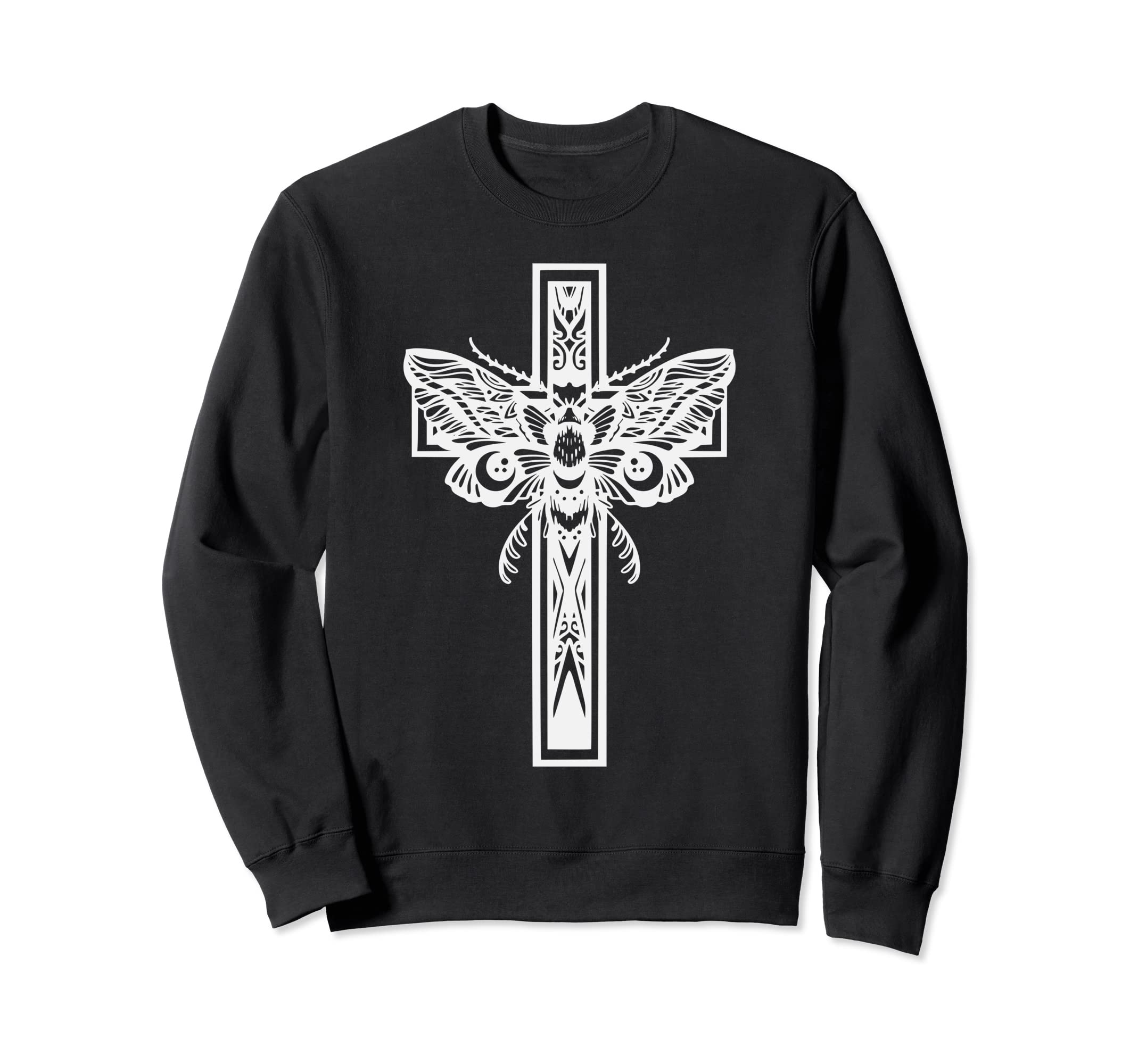 Sacred Cross Moth Goth Horror Sweatshirt - Novelty Apparel Unisex - T-Shirt, Sweatshirt, Hoodie