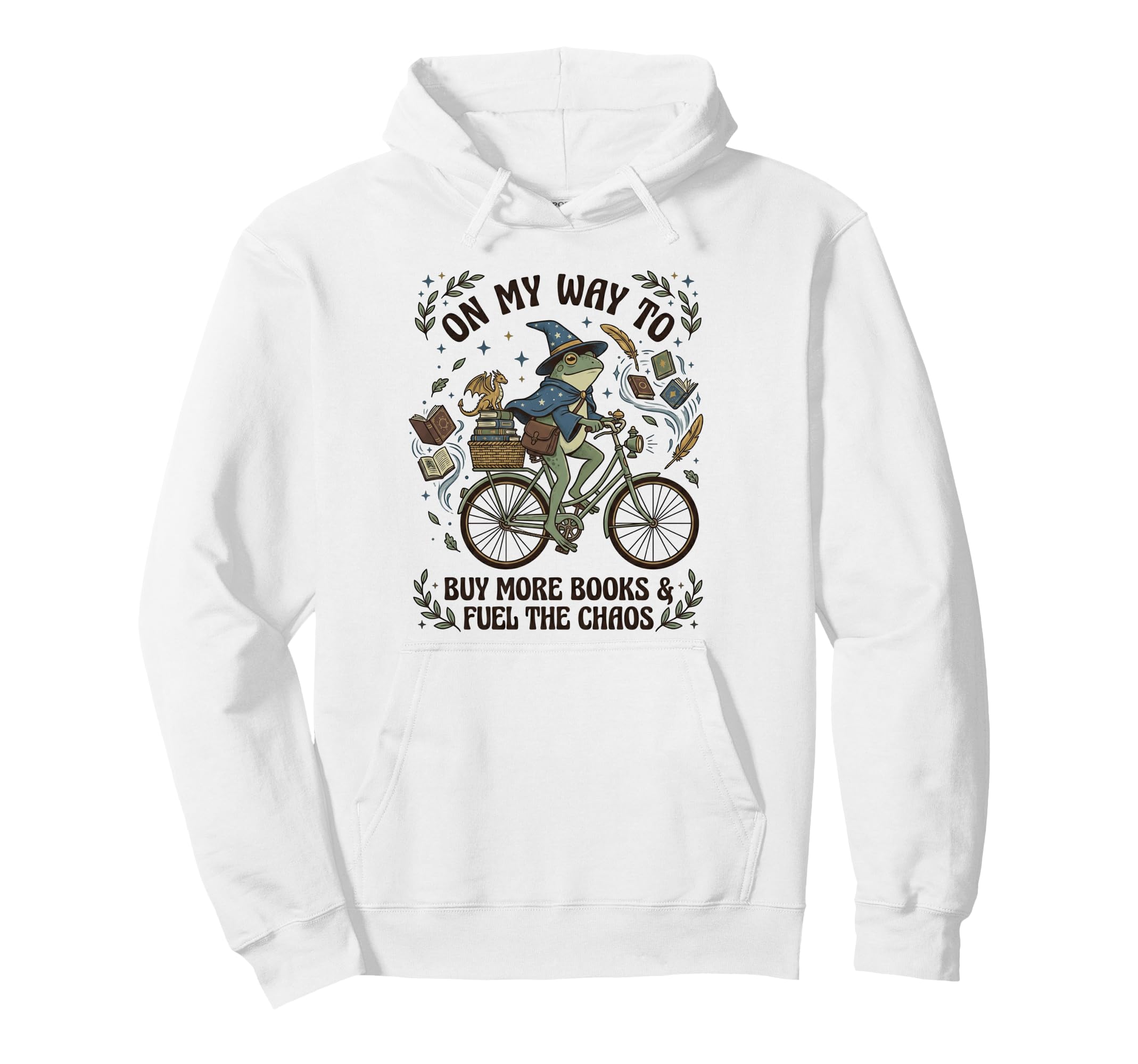 Wizard Frog Dragon Bookworm Cosy Hoodie - Aesthetic Graphic Men Women - T-Shirt, Sweatshirt, Hoodie