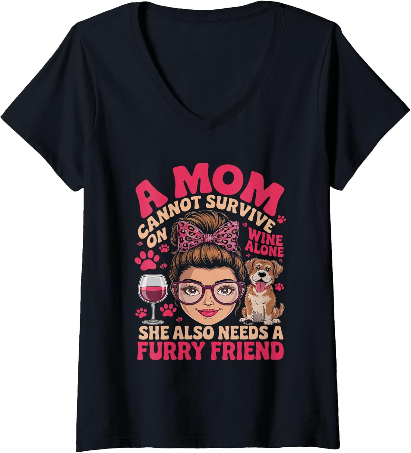 Dog Mom Wine Humor Apparel Fur Mom Tees Furry Love Unisex T-shirt, Sweatshirt, Hoodie, Long Sleeve Tee - T-Shirt, Sweatshirt, Hoodie