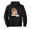 Cat Book Lover Coffee Cats And Books Hoodie - Fun Novelty Design Men Women - T-Shirt, Sweatshirt, Hoodie