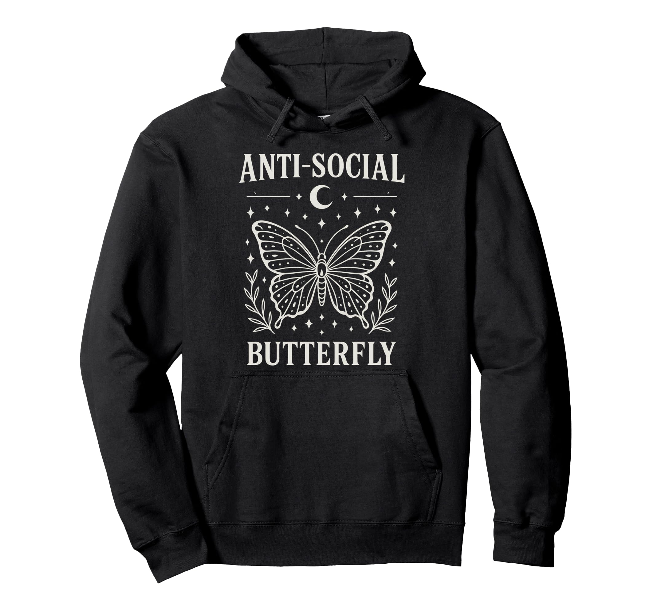 Anti Social Butterfly White Line Art Hoodie - Trendy Graphic for Adults - T-Shirt, Sweatshirt, Hoodie