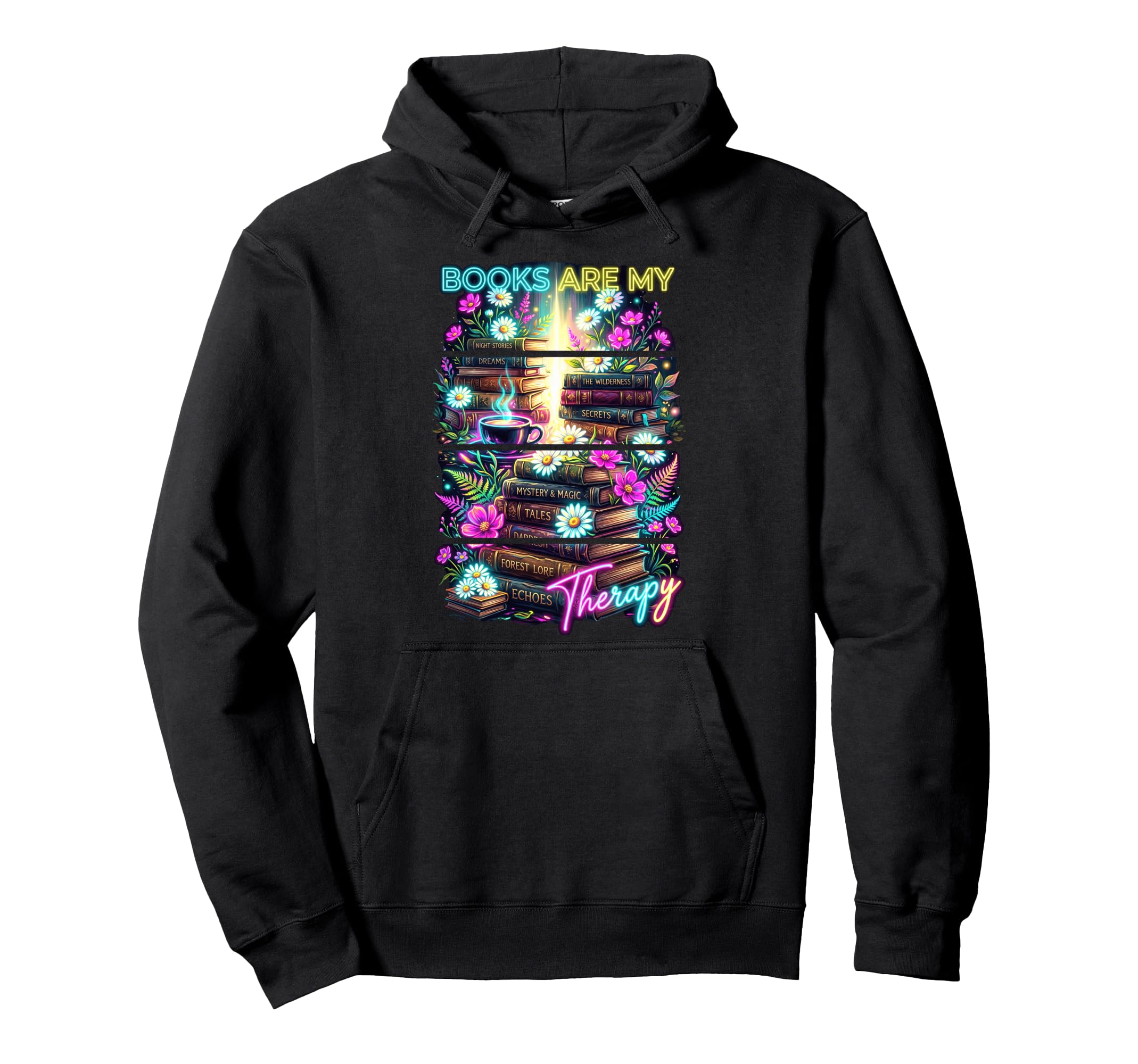 Books Are My Therapy Coffee Bookworm Hoodie - Trendy Graphic for Adults - T-Shirt, Sweatshirt, Hoodie