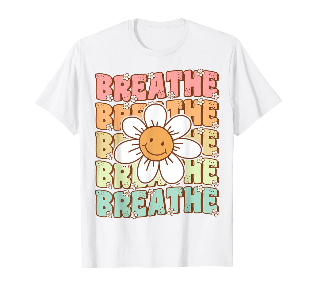 Groovy Breathe Daisy Flower Yoga T-Shirt - Unique Graphic for Adults - T-Shirt, Sweatshirt, Hoodie
