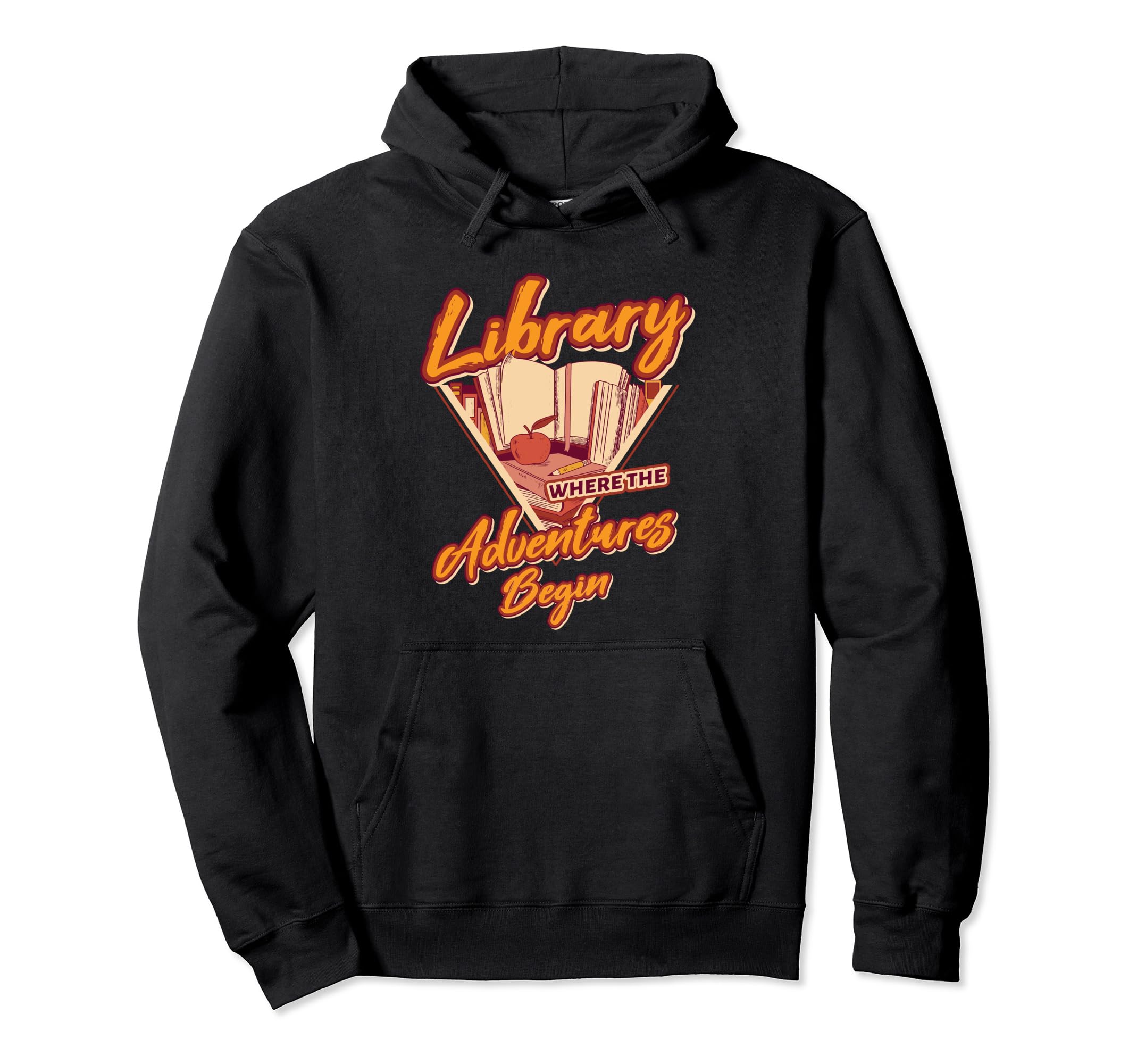 Library Where Adventures Begin Hoodie - Minimalist Print Unisex - T-Shirt, Sweatshirt, Hoodie