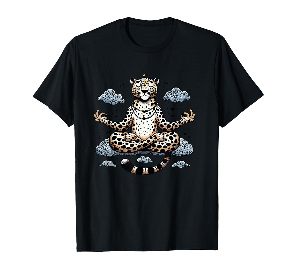 Meditation Leopard Yoga Pose T-Shirt - Casual Everyday Wear Unisex - T-Shirt, Sweatshirt, Hoodie