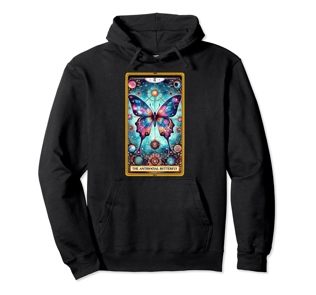Anti Social Butterfly Tarot Card Hoodie - Casual Everyday Wear Unisex - T-Shirt, Sweatshirt, Hoodie