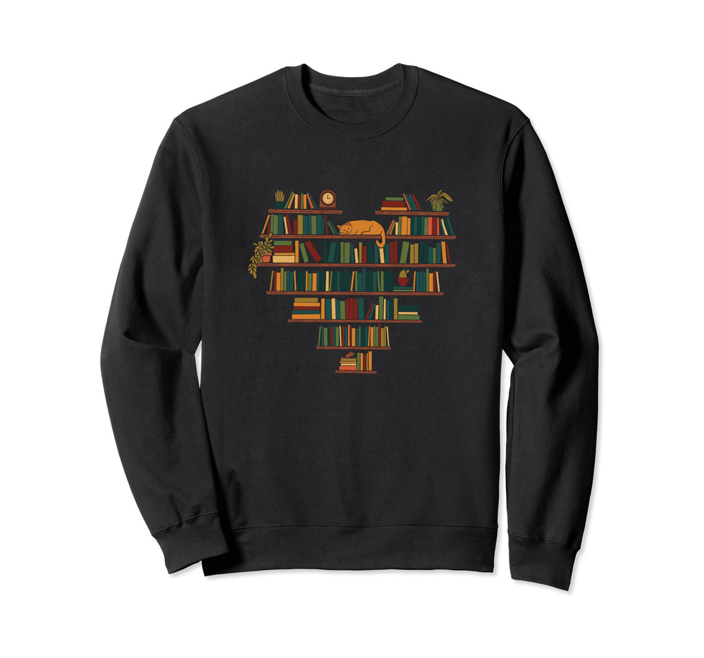 Bookworm Cat Library Literature Writer Sweatshirt - Trendy Graphic Unisex - T-Shirt, Sweatshirt, Hoodie
