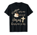Coffee Gets Me Started Jesus Keeps Me T-Shirt - Unique Graphic for Adults - T-Shirt, Sweatshirt, Hoodie