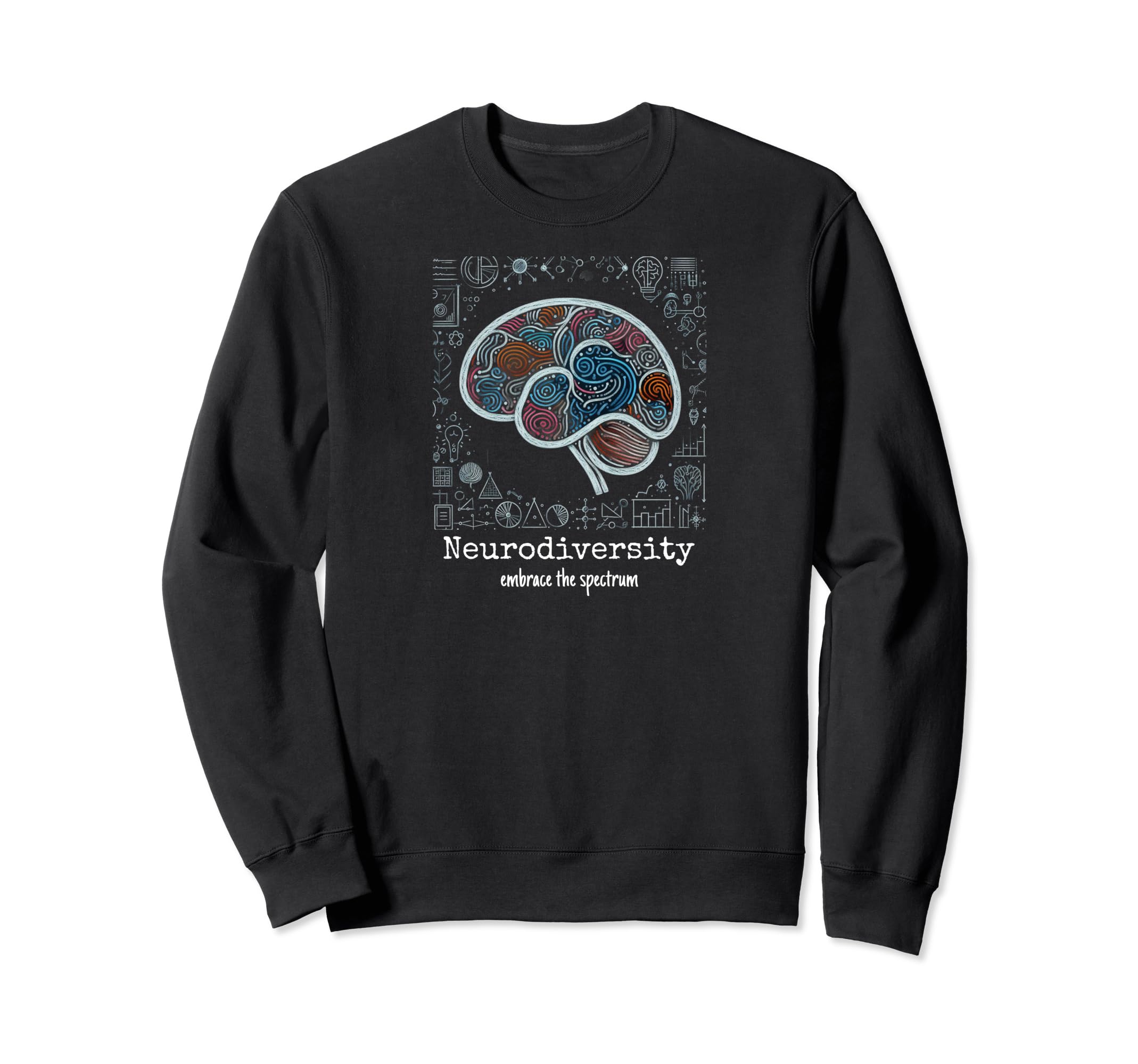 Colorful Rainbow Brain Neurodiversity Sweatshirt - Graphic Print Unisex - T-Shirt, Sweatshirt, Hoodie
