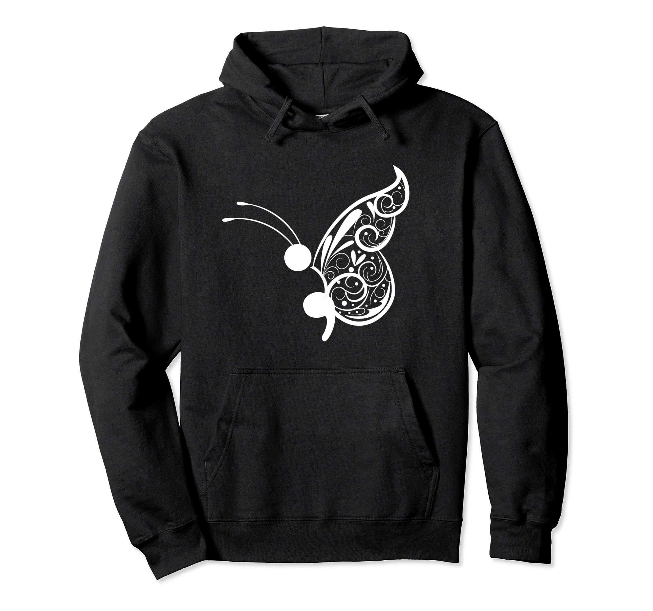 Semicolon Butterfly Pocket Butterfly Hoodie - Trendy Graphic Men Women - T-Shirt, Sweatshirt, Hoodie