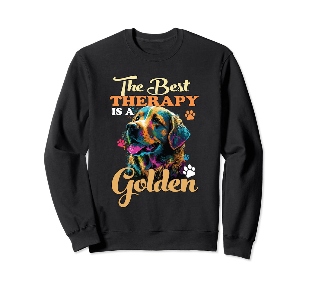 Best Therapy Is Golden Retriever Sweatshirt - Aesthetic Graphic for Adults - T-Shirt, Sweatshirt, Hoodie