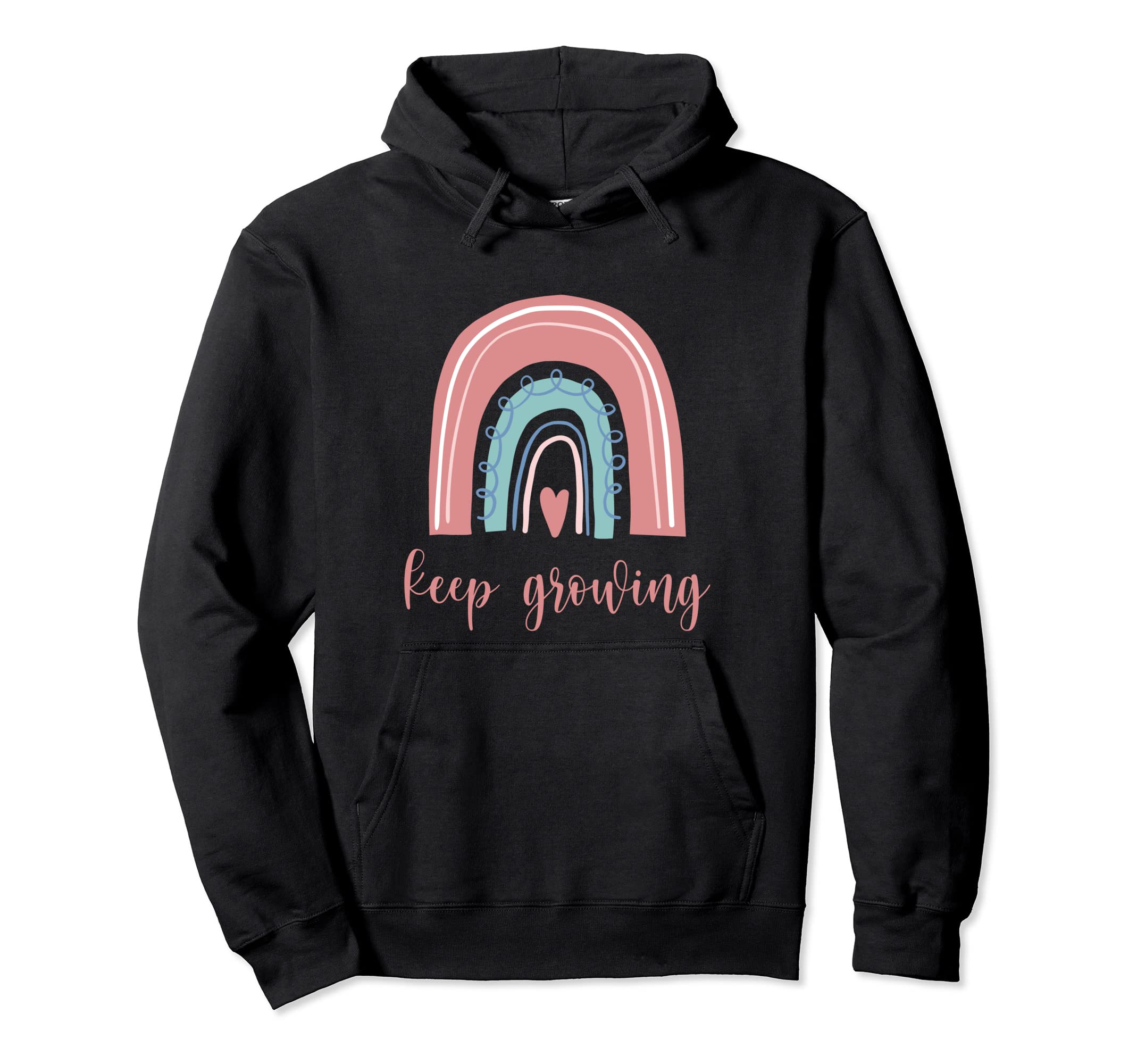 Keep Growing Rainbow Mental Health Hoodie - Minimalist Print for Adults - T-Shirt, Sweatshirt, Hoodie