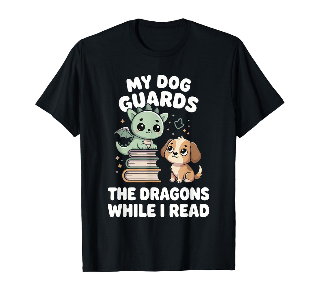 Fantasy Book Reader Dog Dragon Bookish T-Shirt - Custom Art Print Unisex - T-Shirt, Sweatshirt, Hoodie